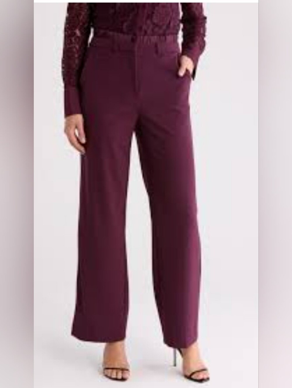 Ellen Tracy Wide-Leg Dress Pants in Plum